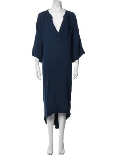 Pre-owned 9seed V-neck Long Dress In Blue