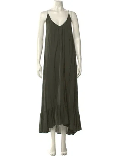Pre-owned 9seed V-neck Long Dress In Green