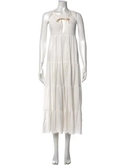 Pre-owned 9seed V-neck Long Dress In Neutral