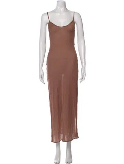 Pre-owned 9seed V-neck Long Dress In Neutral
