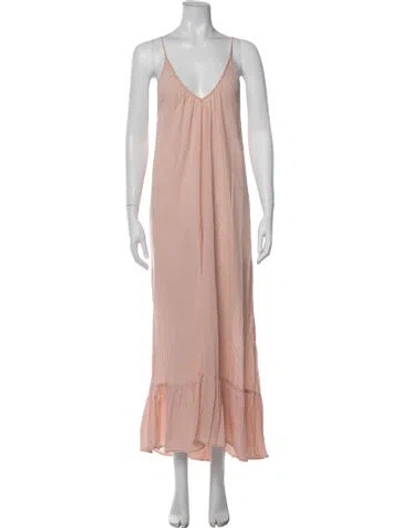 Pre-owned 9seed V-neck Long Dress In Neutrals