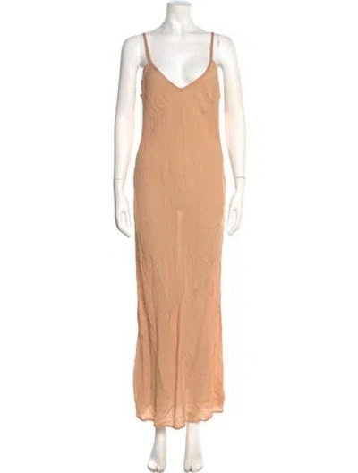 Pre-owned 9seed V-neck Long Dress In Orange