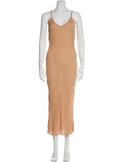 Pre-owned 9seed V-neck Long Dress In Orange