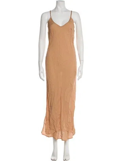 Pre-owned 9seed V-neck Long Dress In Orange