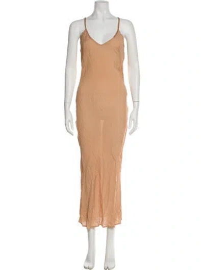 Pre-owned 9seed V-neck Long Dress In Orange