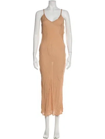 Pre-owned 9seed V-neck Long Dress In Orange