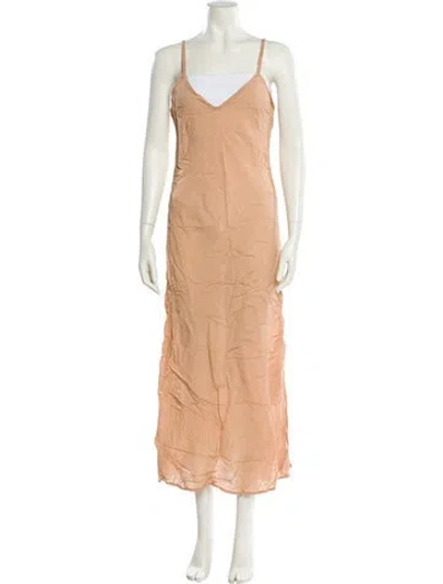 Pre-owned 9seed V-neck Long Dress In Orange