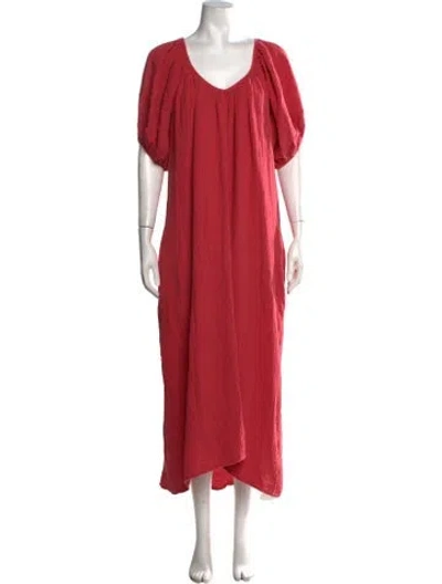 Pre-owned 9seed V-neck Long Dress In Red