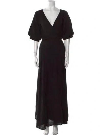 Pre-owned 9seed V-neck Long Dress W/ Tags In Black