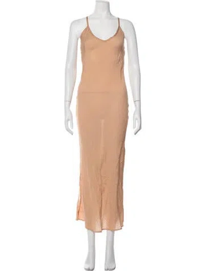 Pre-owned 9seed V-neck Long Dress W/ Tags In Neutrals