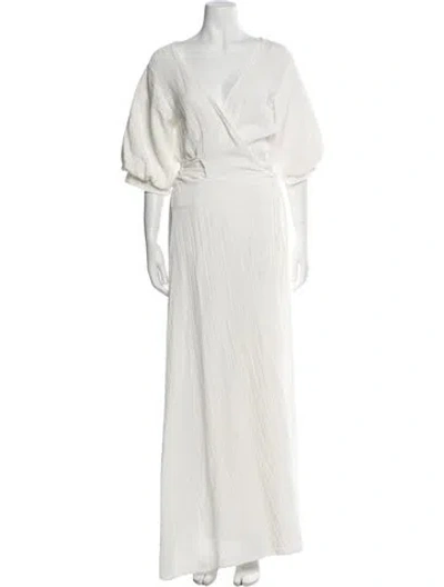 Pre-owned 9seed V-neck Long Dress W/ Tags In White