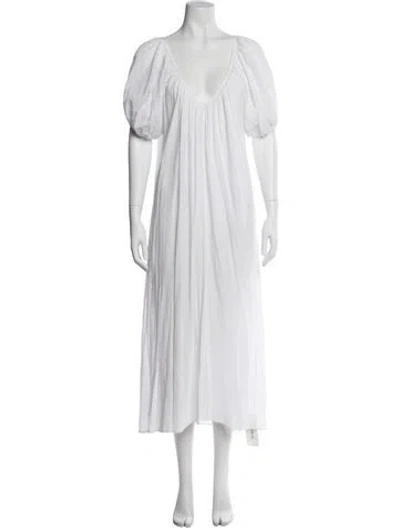 Pre-owned 9seed V-neck Long Dress In White