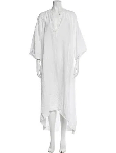 Pre-owned 9seed V-neck Long Dress In White