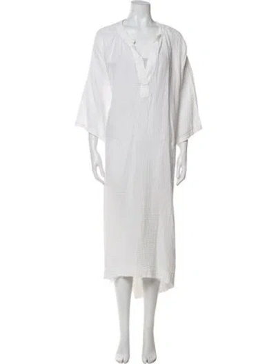 Pre-owned 9seed V-neck Long Dress In White