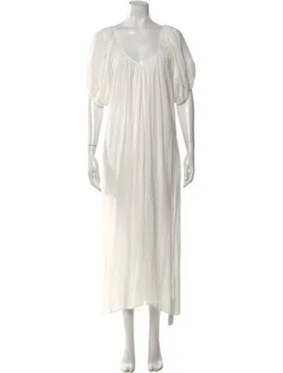 Pre-owned 9seed V-neck Long Dress In White