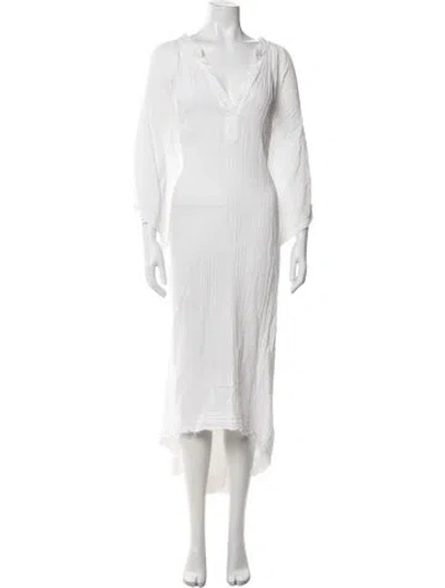 Pre-owned 9seed V-neck Long Dress In White