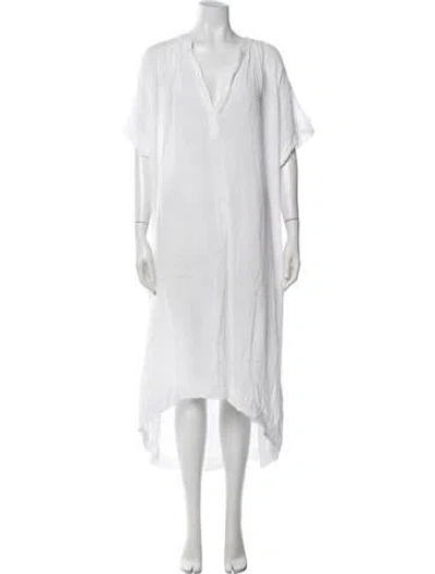 Pre-owned 9seed V-neck Long Dress In White