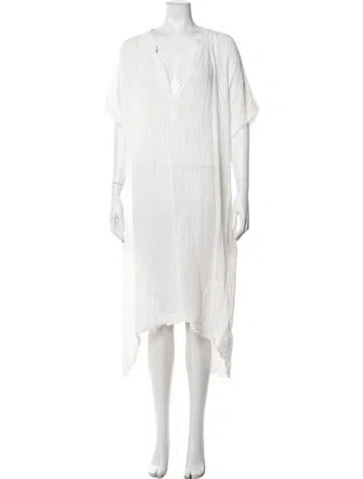 Pre-owned 9seed V-neck Long Dress In White