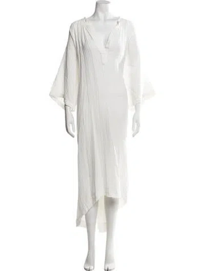 Pre-owned 9seed V-neck Long Dress In White