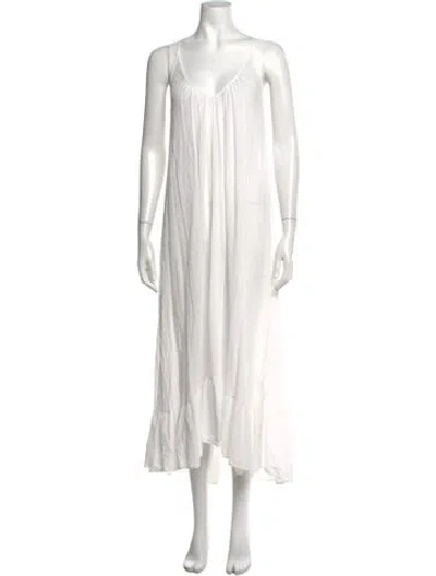 Pre-owned 9seed V-neck Long Dress In White