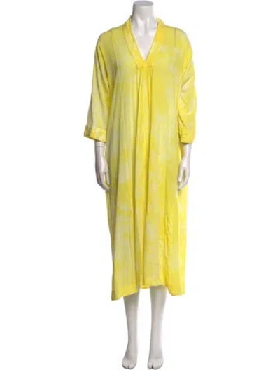Pre-owned 9seed V-neck Long Dress In Yellow