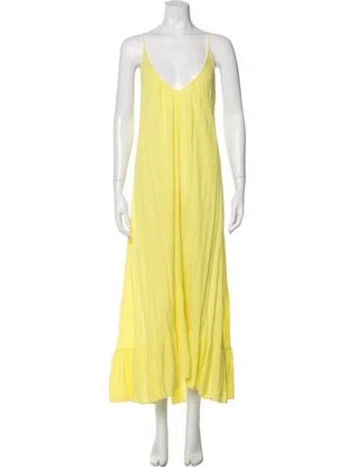 Pre-owned 9seed V-neck Long Dress In Yellow