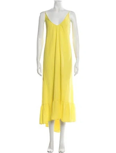 Pre-owned 9seed V-neck Long Dress In Yellow