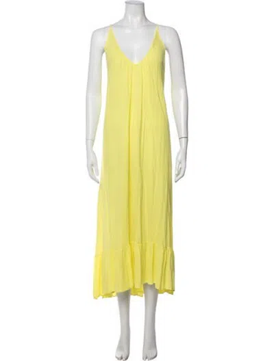 Pre-owned 9seed V-neck Long Dress In Yellow