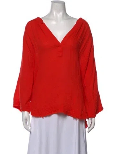 Pre-owned 9seed V-neck Long Sleeve Top In Orange