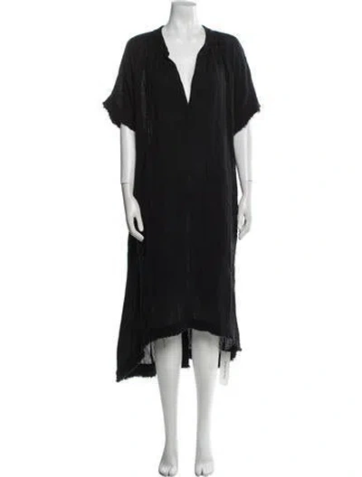 Pre-owned 9seed V-neck Midi Length Dress In Black