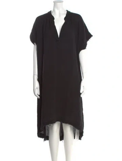Pre-owned 9seed V-neck Midi Length Dress In Black