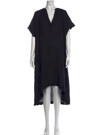 Pre-owned 9seed V-neck Midi Length Dress In Black