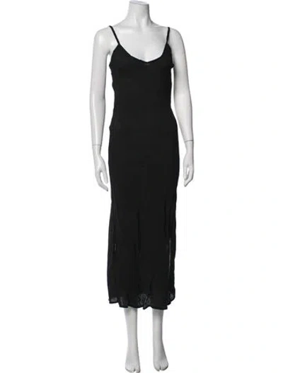 Pre-owned 9seed V-neck Midi Length Dress In Black