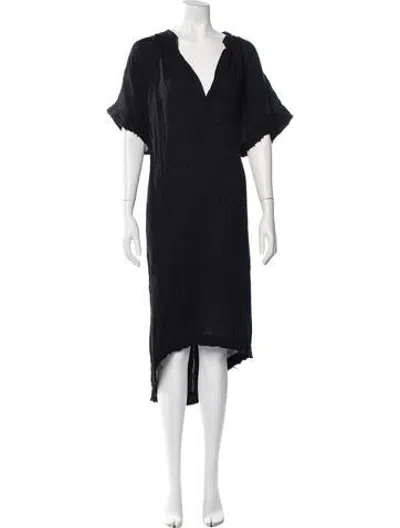 Pre-owned 9seed V-neck Midi Length Dress In Black