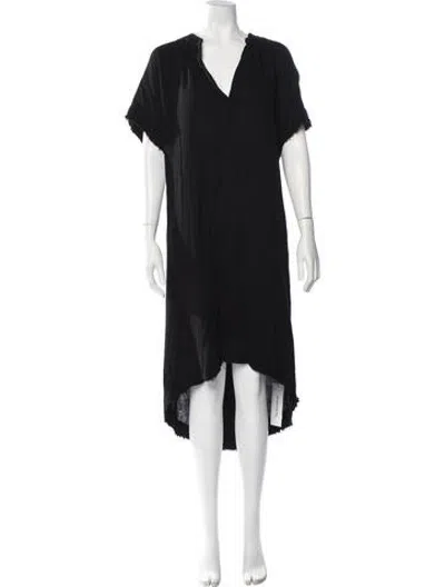 Pre-owned 9seed V-neck Midi Length Dress In Black