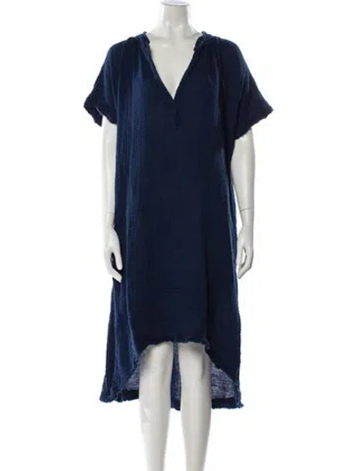 Pre-owned 9seed V-neck Midi Length Dress In Blue
