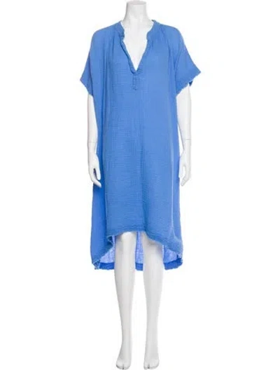 Pre-owned 9seed V-neck Midi Length Dress In Blue