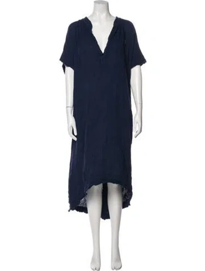 Pre-owned 9seed V-neck Midi Length Dress In Blue