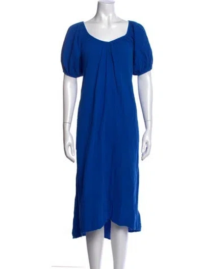 Pre-owned 9seed V-neck Midi Length Dress In Blue