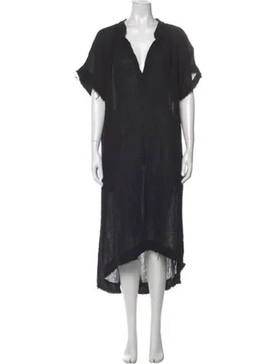 Pre-owned 9seed V-neck Midi Length Dress In Gray