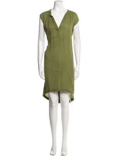 Pre-owned 9seed V-neck Midi Length Dress In Green