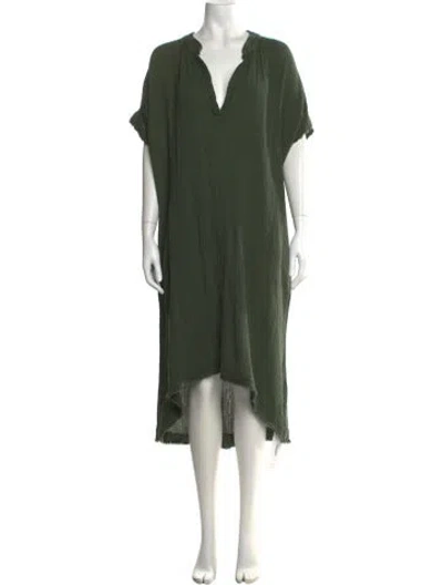 Pre-owned 9seed V-neck Midi Length Dress In Green