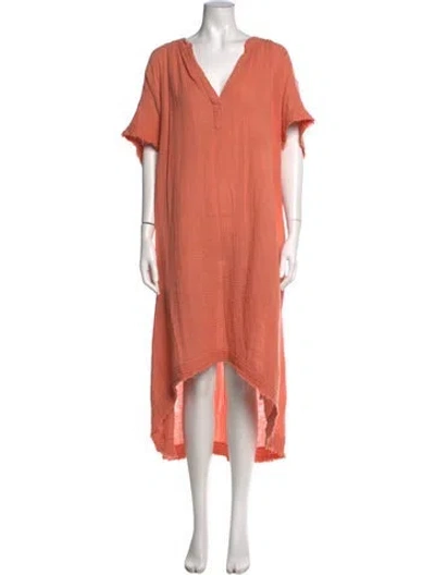 Pre-owned 9seed V-neck Midi Length Dress In Neutral