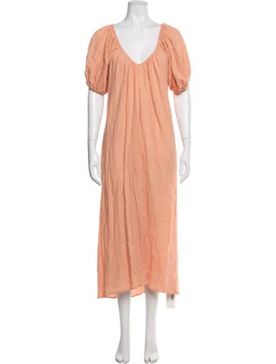 Pre-owned 9seed V-neck Midi Length Dress In Pink