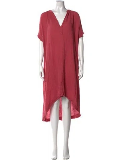 Pre-owned 9seed V-neck Midi Length Dress In Red