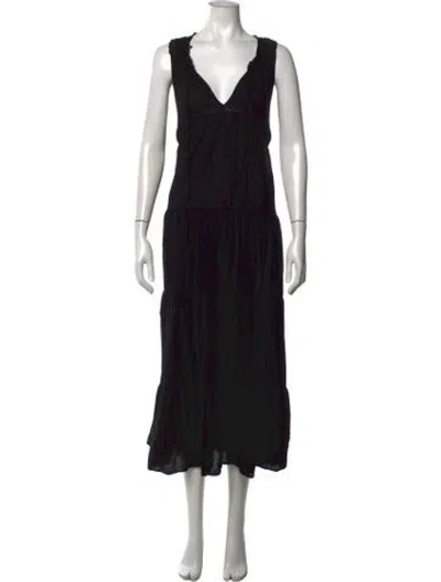 Pre-owned 9seed V-neck Midi Length Dress W/ Tags In Black