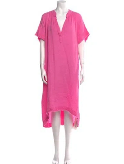Pre-owned 9seed V-neck Midi Length Dress W/ Tags In Pink