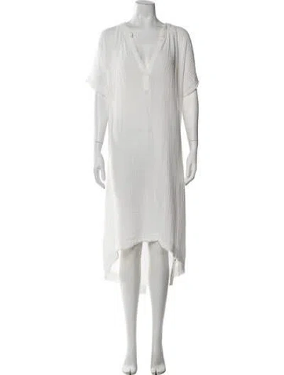 Pre-owned 9seed V-neck Midi Length Dress In White