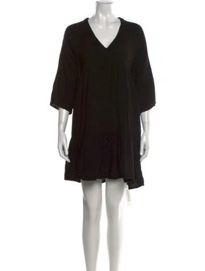Pre-owned 9seed V-neck Mini Dress In Black