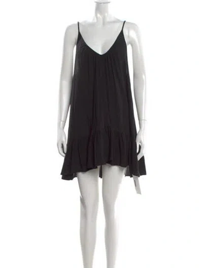 Pre-owned 9seed V-neck Mini Dress In Black